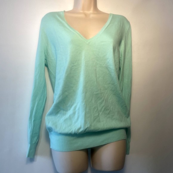 j crew teal/mint green v neck line sweater nwt long sleeve size m - Picture 1 of 13